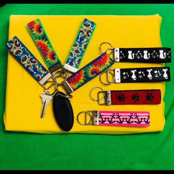 Keyfob, tie dye, asst styles/colors, 4”length - Picture 4 of 8